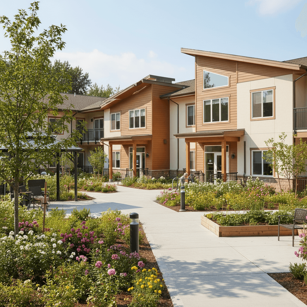 Retirement village with secure access control balancing resident independence and safety