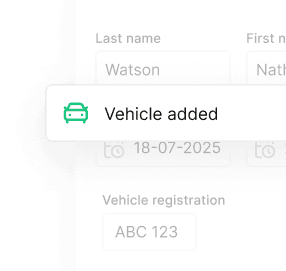 Vehicle registration form showing guest details and vehicle information