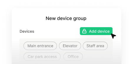 New device group interface showing device management and location tagging